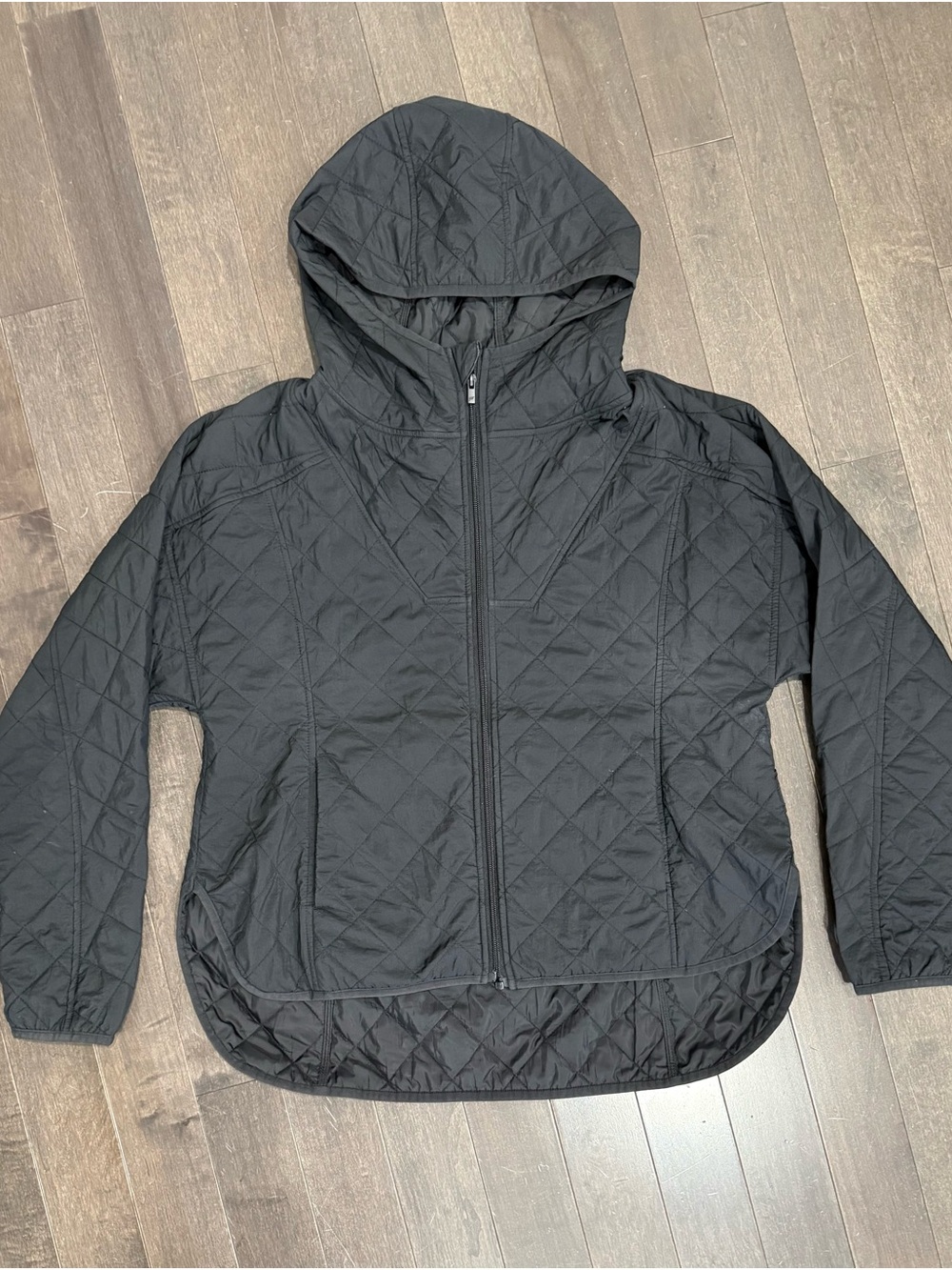 Fabletics Black Quilted Hooded Puffer Jacket